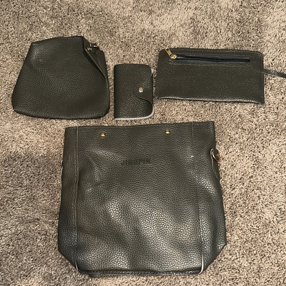 WOMENS 4PCS GREY BAG AND WALLET SET - Picture 2 of 7
